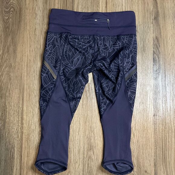 Lululemon RUN A MARATHON CROP II - Pretty Palm Cadet Greyvy/ Cadet Blue Size 4‎ - Picture 3 of 7